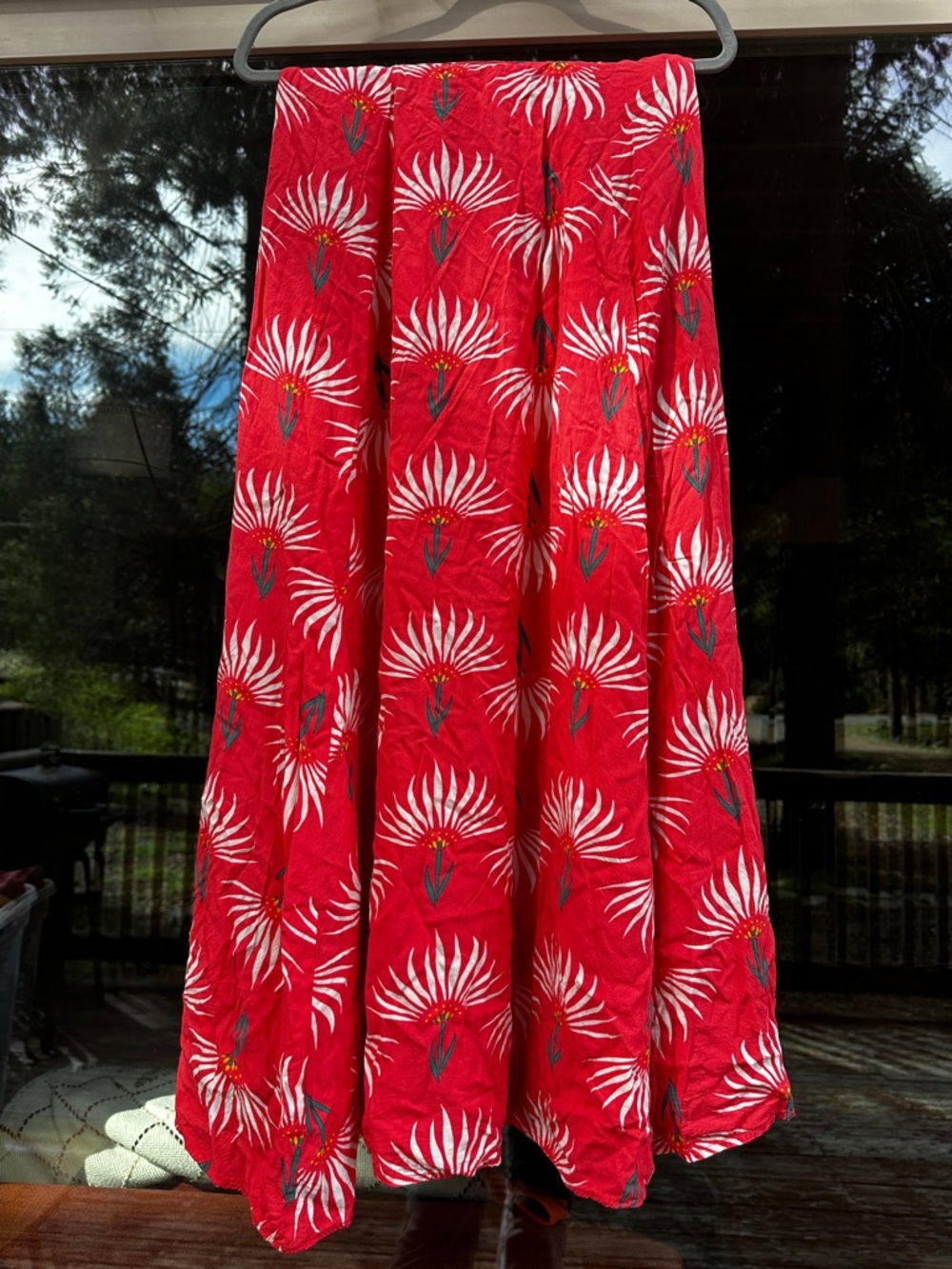 Lulu's Coral Red Floral Maxi Skirt